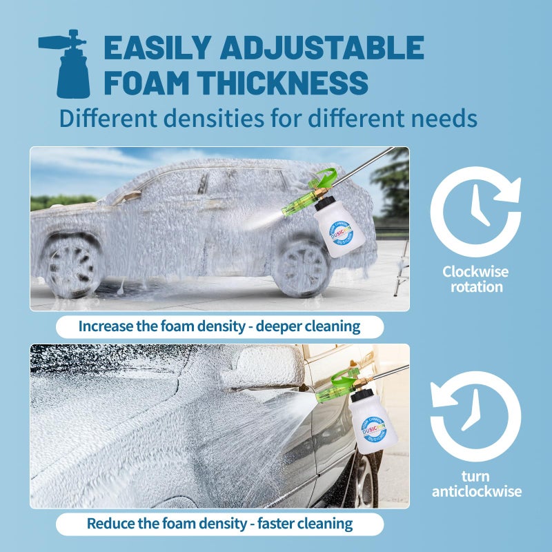 DUSICHIN DUS-007 Snow Foam Lance Foam Cannon Adjustable Jet Wash, Quick Release 1/4" Fitting 5 Pressure Washer Nozzles for Car Detailing Pressure Washer Black - Image 4
